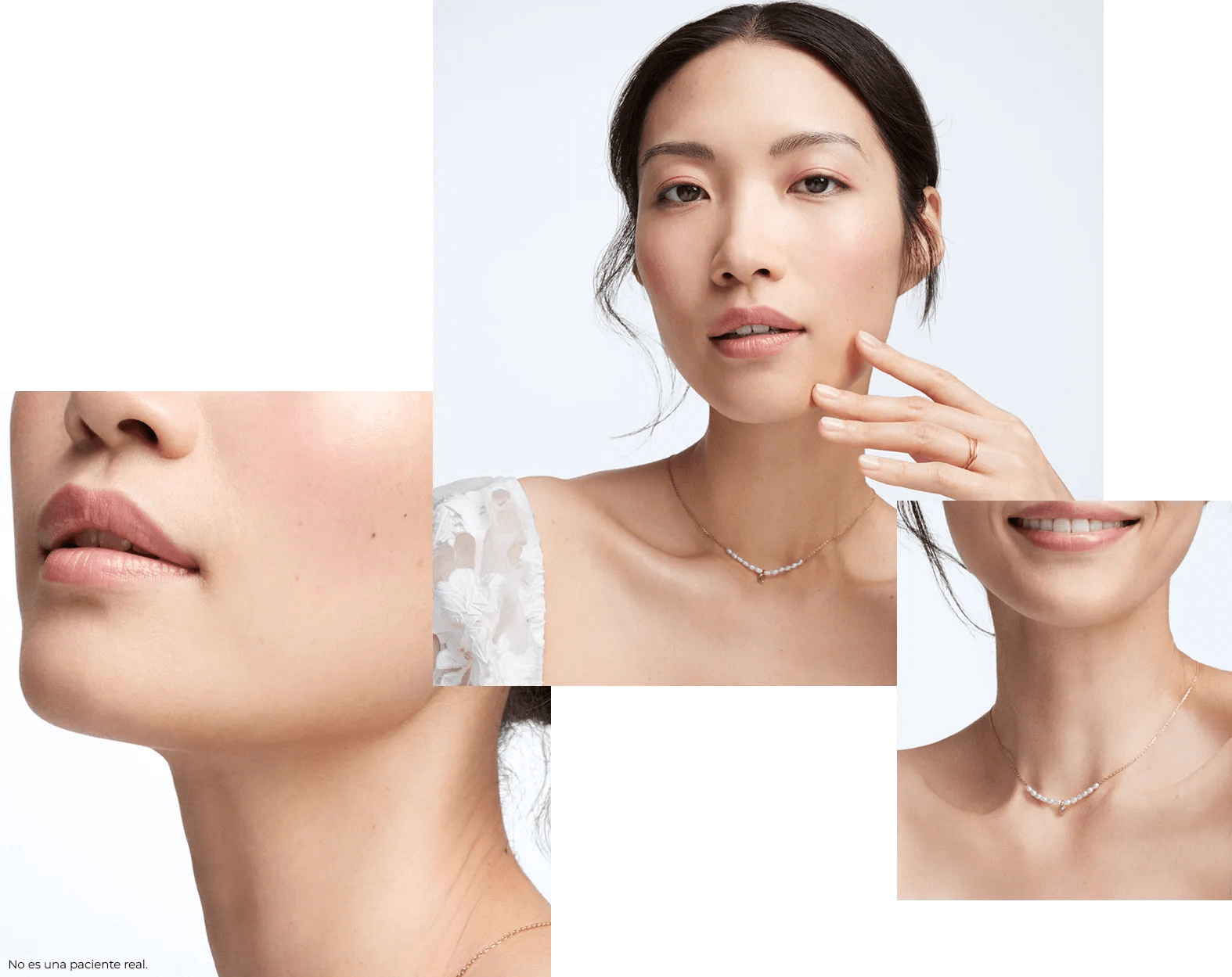 Close-ups of a woman’s chin and neck, showing a visible lift.