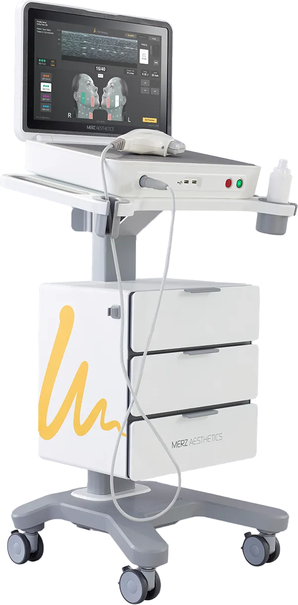 Dispositivo completo de Ultherapy PRIME® para el lifting y tensado no invasivo de la piel.