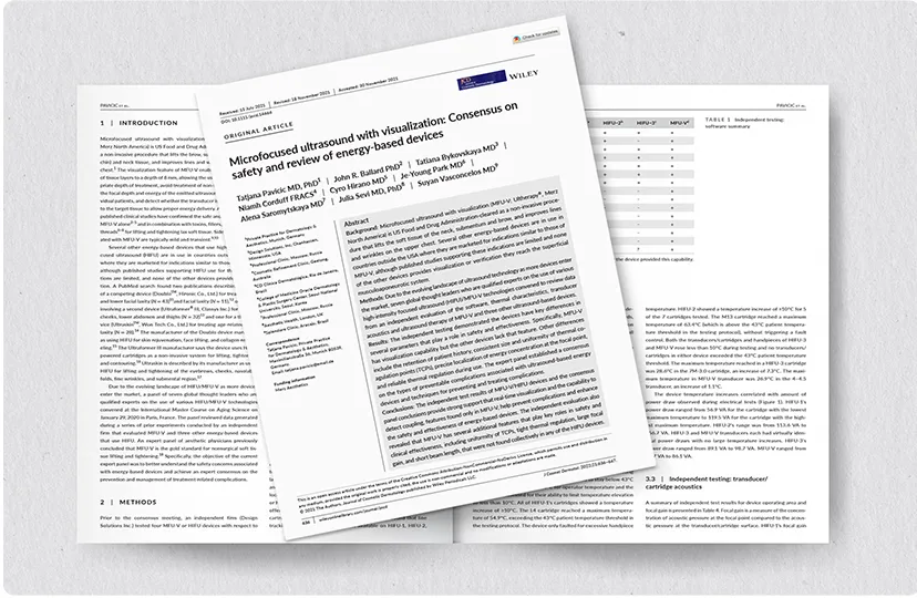 Artículo de investigación sobre las imágenes en tiempo real de Ultherapy PRIME<sup>&reg;</sup> para un lifting no invasivo de la piel más seguro y eficaz.